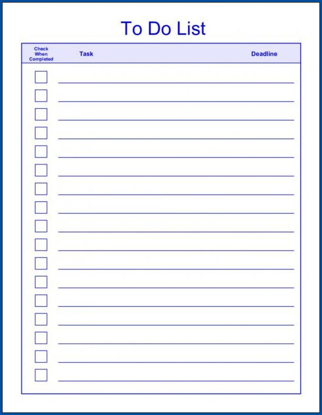 ✓ Free Printable To Do List Template Word  ZiTemplate Inside Blank To Do List Template Throughout Blank To Do List Template
