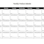 Free Printable Workout Calendar Template Pertaining To Blank Workout Schedule Template