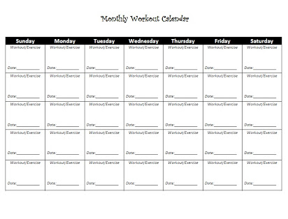 Free printable workout calendar template In Blank Workout Schedule Template
