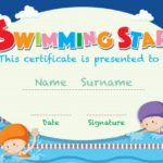 Free Vector  Certificate Template With Kids Swimming With Free Swimming Certificate Templates
