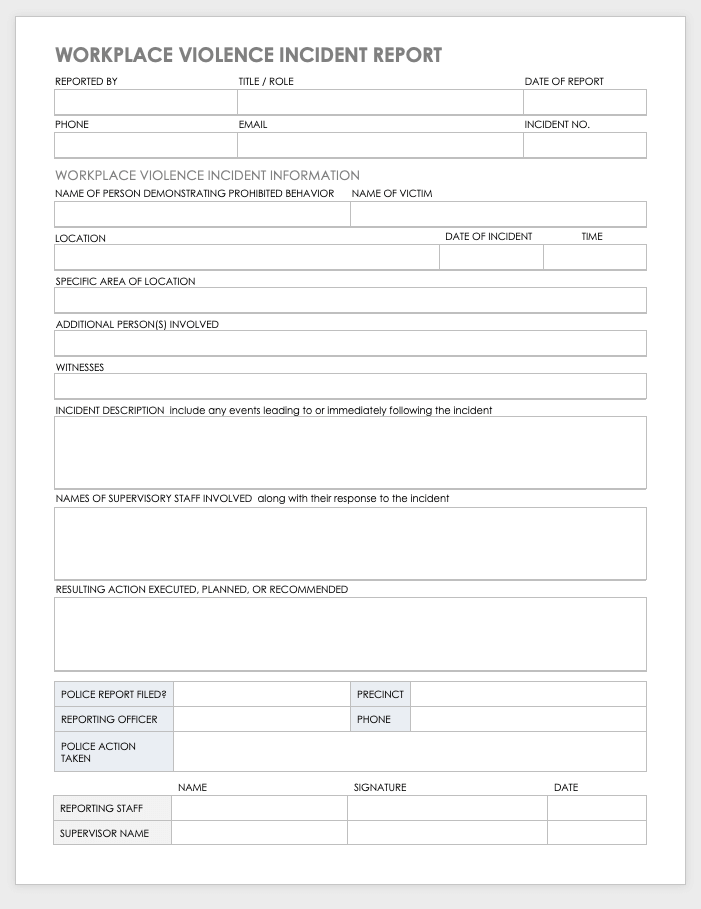 Free Workplace Accident Report Templates  Smartsheet Throughout Incident Report Form Template Word For Incident Report Form Template Word