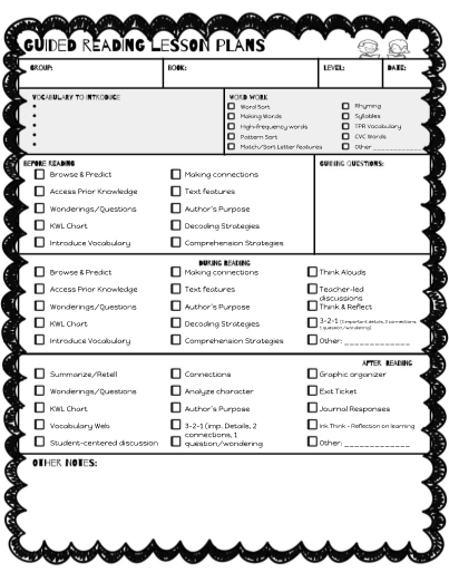 Guided Reading Lesson Template  PDF Template Pertaining To Guided Reading Lesson Plan Template Fountas And Pinnell Intended For Guided Reading Lesson Plan Template Fountas And Pinnell