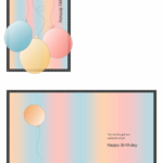 Happy Birthday Card (with Balloons And Stripes, Quarter Fold) Regarding Quarter Fold Birthday Card Template