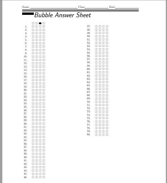 How to generate a dynamic bubble answer sheet for multiple-choice  Intended For Blank Answer Sheet Template 1 100 Inside Blank Answer Sheet Template 1 100