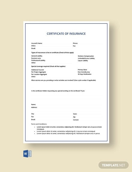 Insurance Certificate Template – 11+ Free Word, PDF Documents  Pertaining To Proof Of Insurance Card Template With Regard To Proof Of Insurance Card Template