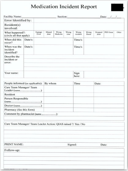 Medication Incident Report Form