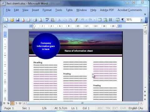 Microsoft Word Factsheet Templates and Downloads: AOTraining With Regard To Fact Sheet Template Word