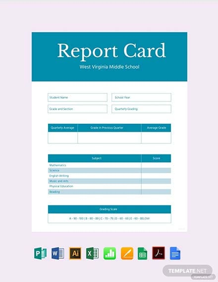 Middle School Report Card Template - PDF  Word  Excel  Apple  For Report Card Template Middle School Within Report Card Template Middle School