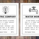 Monopoly Utilities Property Card, 11×11 Art Print // Water & Electric  Artwork // Game Room Wall Art // Family Board Game Print Intended For Monopoly Property Card Template