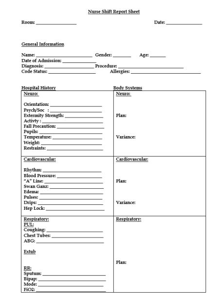 Nursing Report Sheet Template: 11 Best Templates and Images in PDF  Intended For Nursing Shift Report Template With Nursing Shift Report Template