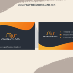 Orange Business Card Mockup Design  PSD Free Download With Visiting Card Templates Psd Free Download