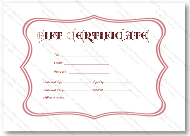 Pink frame gift certificate template - Certificate Templates With Regard To Pink Gift Certificate Template
