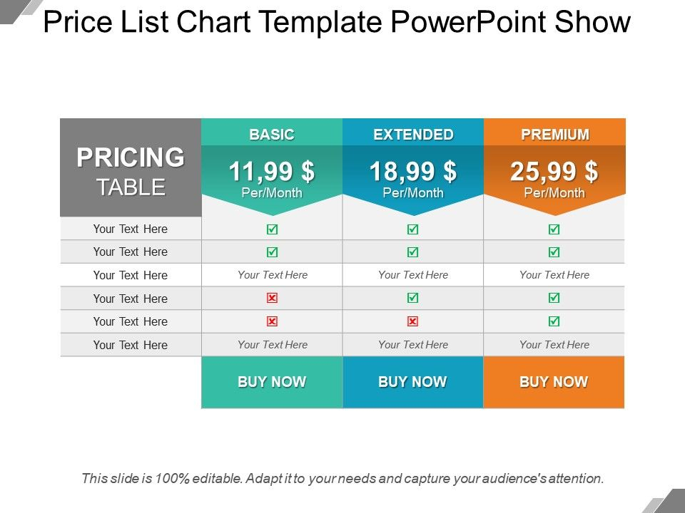 Price List Chart Template Powerpoint Show  Templates PowerPoint  With Regard To Price Is Right Powerpoint Template