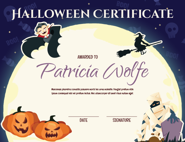 Printable Halloween Award Certificate Template With Regard To Halloween Certificate Template With Halloween Certificate Template