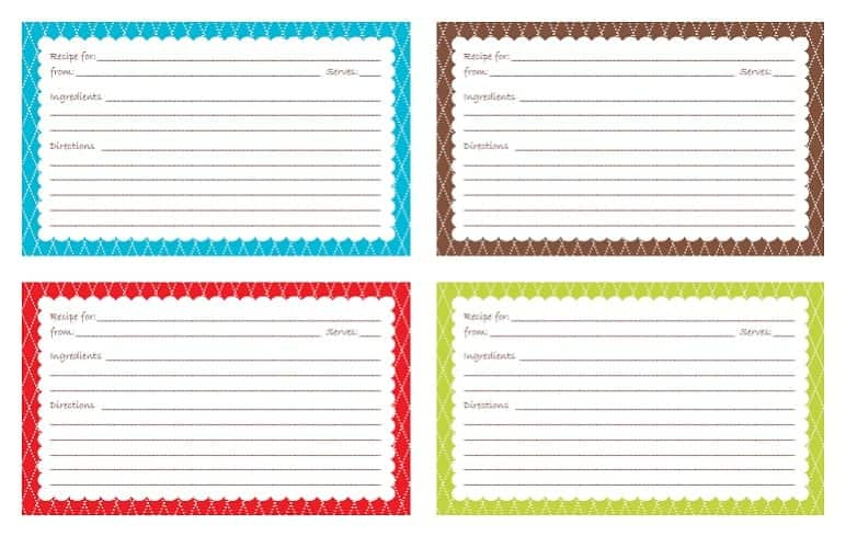 Printable Recipe Card Template For Fillable Recipe Card Template