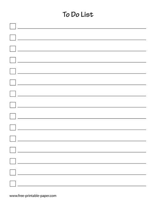 Printable To Do Checklist – To Do List Template – Free Printable Paper With Regard To Blank To Do List Template For Blank To Do List Template