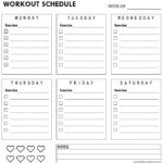 Printable Workout Schedule Template Free – Exercise Log Weekly  Regarding Blank Workout Schedule Template