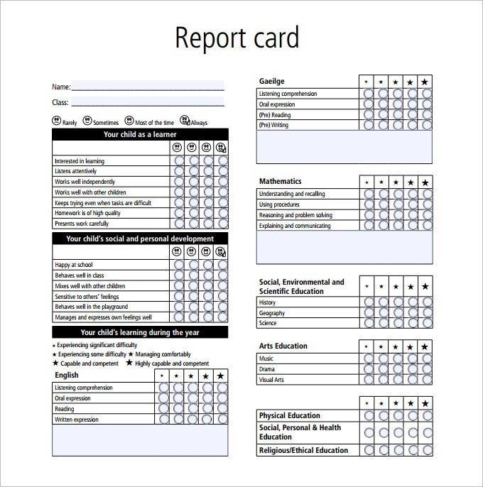Report Card Template - 11+ Free Word, Excel, PDF Documents  In Report Card Template Pdf Regarding Report Card Template Pdf
