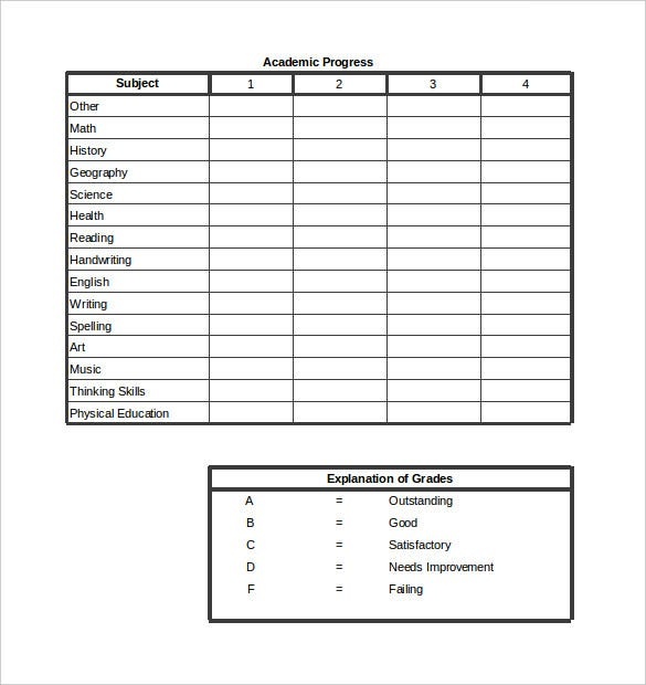 Report Card Template - 11+ Free Word, Excel, PDF Documents  With Homeschool Report Card Template