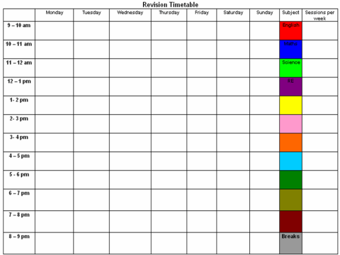Revision Templates – Cprc Pertaining To Blank Revision Timetable Template