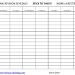 Revision Timetable Template Regarding Blank Revision Timetable Template