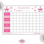 Reward Chart Unicorn PRINTABLE – Children/Kids Reward Chart Download –  Behaviour Chart Digital – Pink Unicorn – Girl Weekly Reward Chart Pertaining To Blank Reward Chart Template