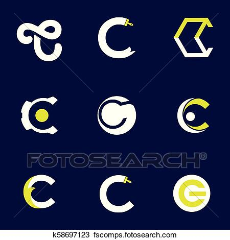Set of letter logo design template elements collection of vector  Within Large Letter C Template