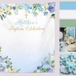 Template : Baptism Backdrop, First Communion, Baby Boy Baptism  In Christening Banner Template Free
