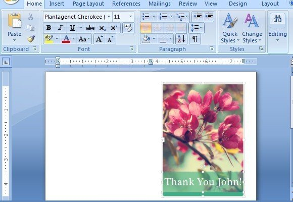 Thank you card for Word - FPPT Inside Powerpoint Thank You Card Template