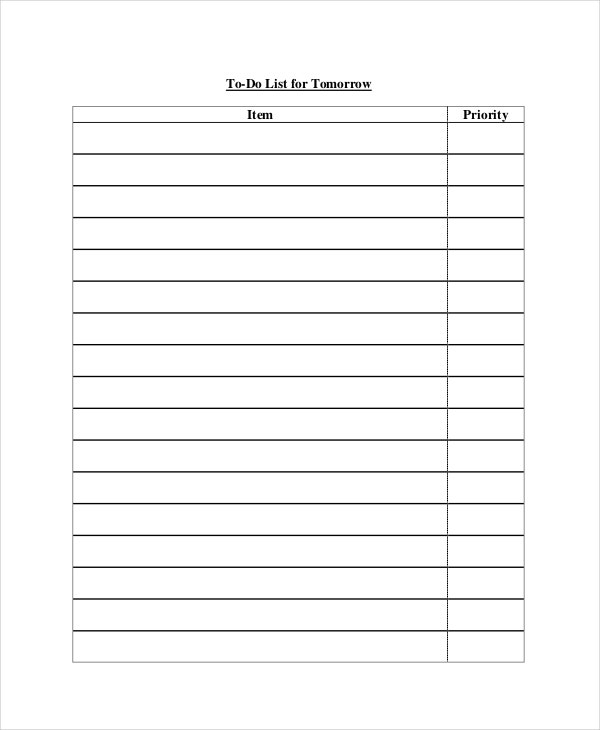 To Do List - 11+ Free Word, Excel, PDF Documents Download  Free  Intended For Blank To Do List Template With Blank To Do List Template