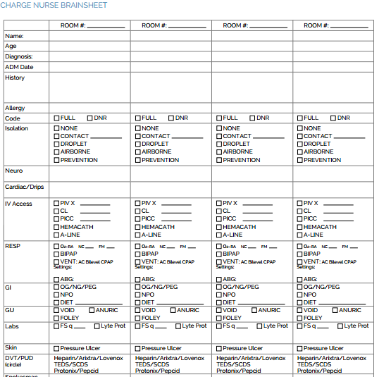 Ultimate Nursing Brain Sheet Database + Downloads  NURSING Intended For Nursing Report Sheet Templates