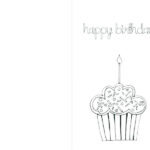 Valentine Card Design: Happy Birthday Card Template Black And White Pertaining To Foldable Birthday Card Template