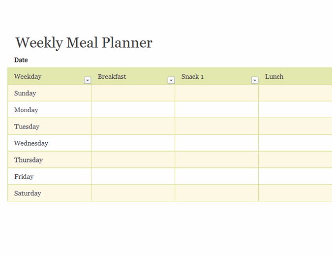 Weekly meal planner For Menu Planning Template Word Intended For Menu Planning Template Word