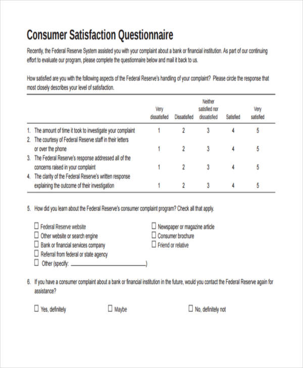 Writing A Customer Service Questionnaire - Customer Satisfaction  In Customer Satisfaction Report Template In Customer Satisfaction Report Template
